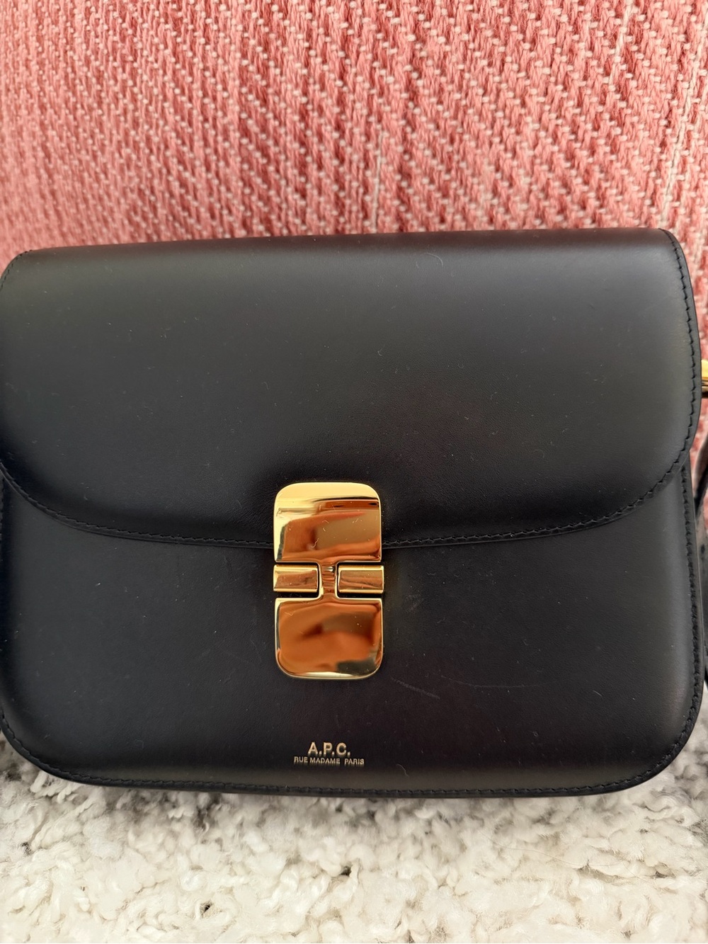 A.P.C. Black Leather Crossbody with Gold Lock - Picture 2 of 7